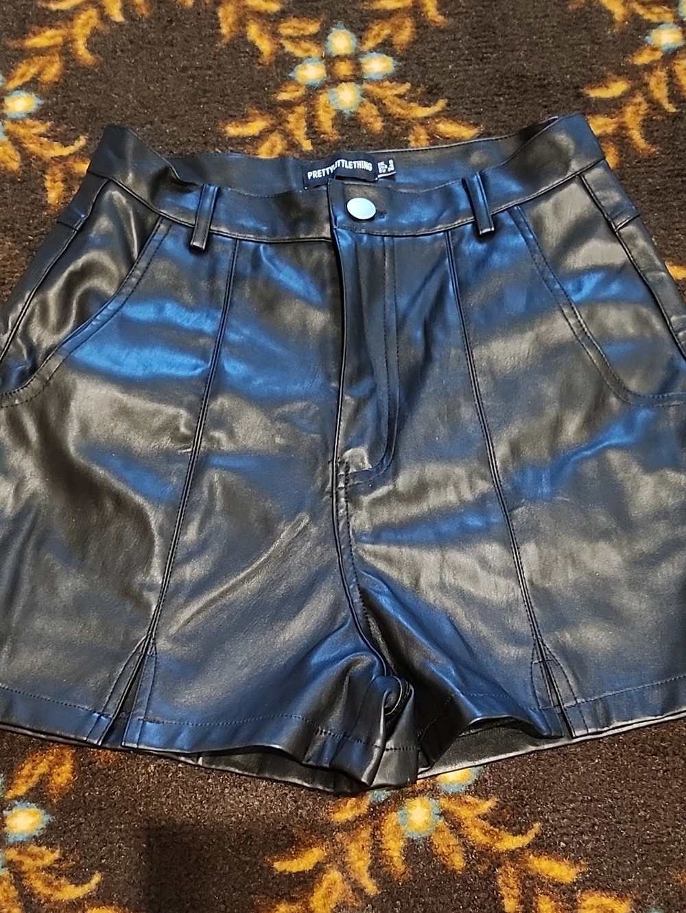 PrettyLittleThing Black Faux Leather High-Rise Shorts